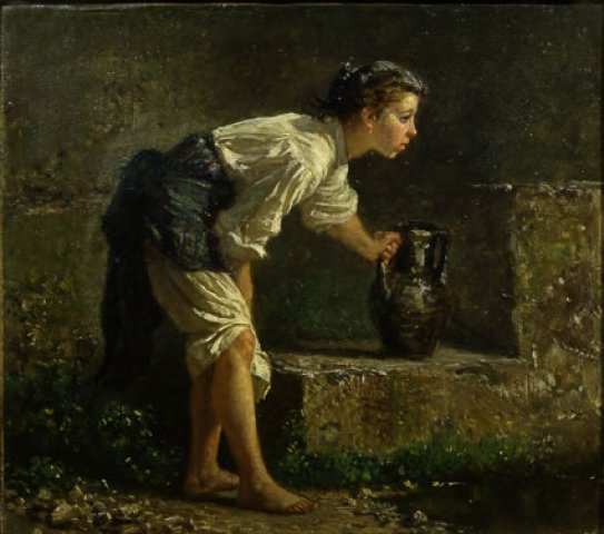 Young girl at the spring, 1856 - Філіппо Паліцці