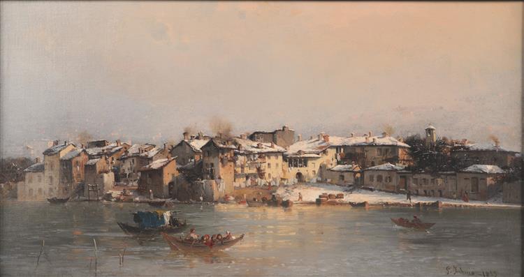 Pescarenico in winter, 1863 - Gerolamo Induno