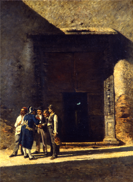 Chattering in the square in Piscinula, 1865 - Michele Cammarano