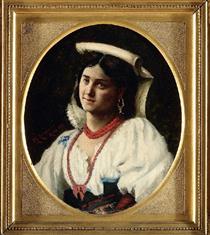 Peasant woman with coral necklace - Микеле Каммарано