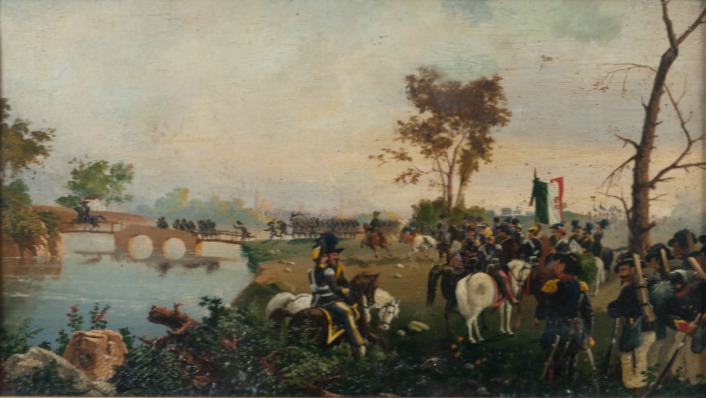 Vittorio Emanuele II of Savoy on horseback observes the troops, 1875 - Michele Cammarano