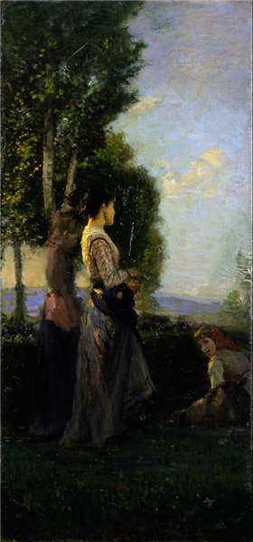 Country scene with figures, 1870 - 1885 - Cristiano Banti