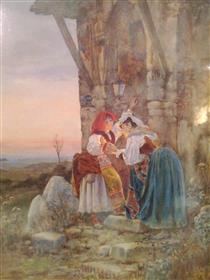 Peasant women near a votive shrine - Enrico Nardi