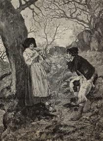 Idyll, shepherd listening to woman playing flute - Enrico Nardi