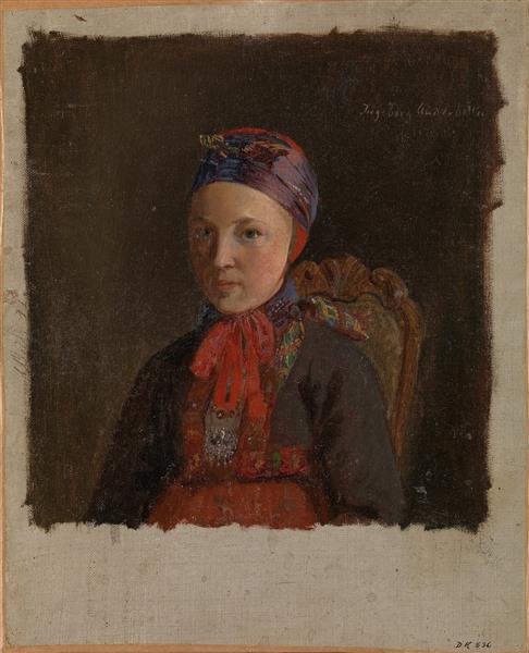 Portrait of Ingeborg Anderdatter Gulsvig, 1849 - Адольф Тидеманд