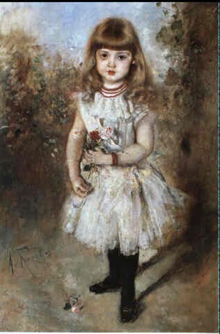 Girl portrait of the opera singer Lilly Helgers, 1888 - Anton Romako