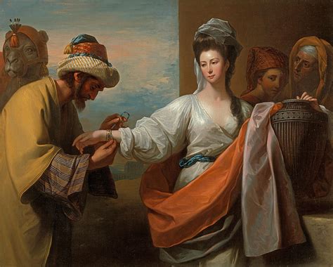 Isaac's servant trying the bracelet on Rebecca's arm, 1775 - 本杰明·韦斯特