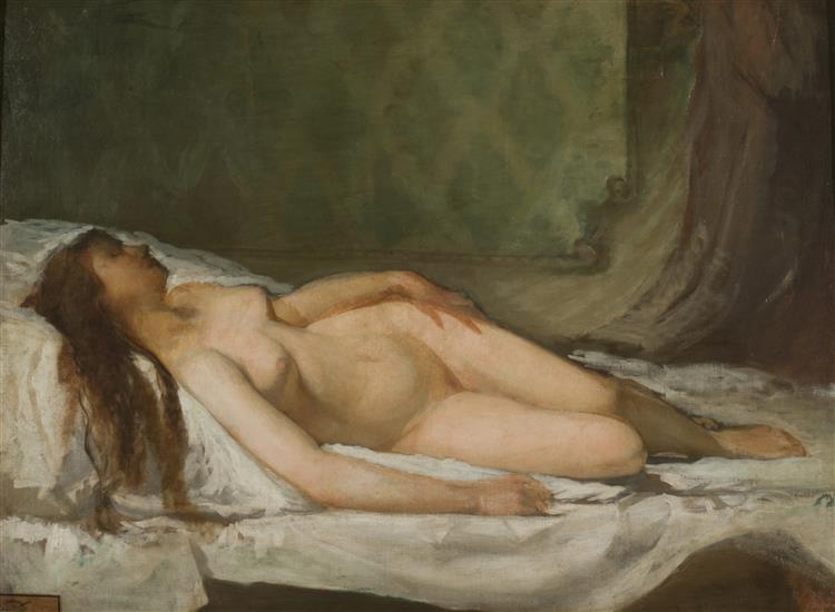 Naked woman asleep, c.1865 - c.1870 - Eduardo Rosales