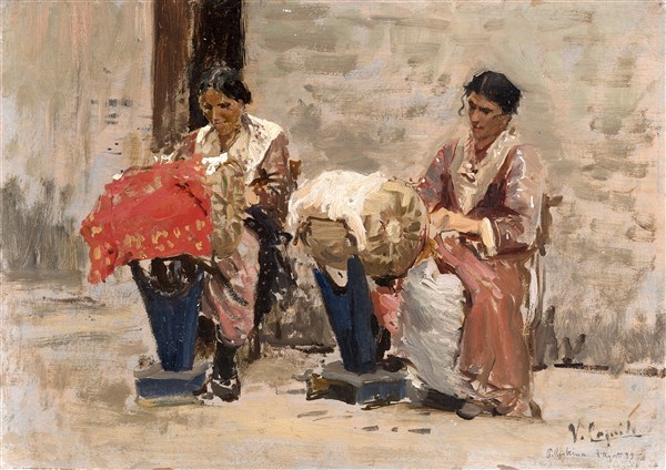 The lace makers in Pellestrina (7 August), 1899 - Vincenzo Caprile