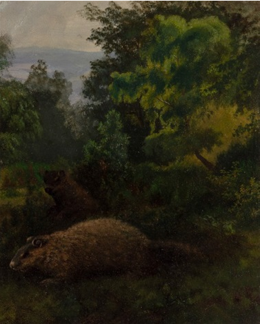 Two Woodchucks in Westphalian Forest, c.1855 - Albert Bierstadt