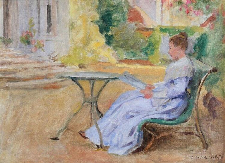 Woman in the garden reading (the artist's daughter?), c.1890 - 1900 - Diogène Maillart