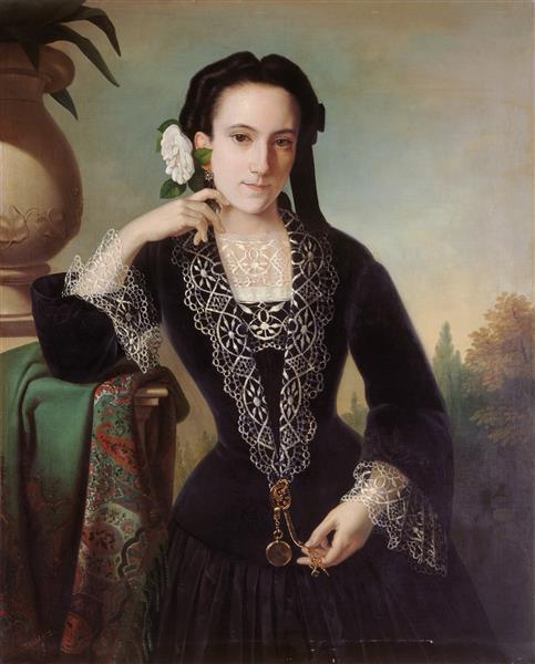 A lady with a camellia, c.1850 - Giuseppe Tominz