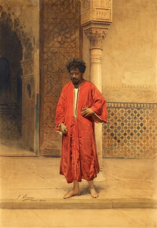 An oriental in front of the entrance to the Alhambra, 1901 - Gustavo Simoni