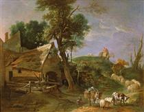 Landscape with water mill - Jean-Baptiste Oudry