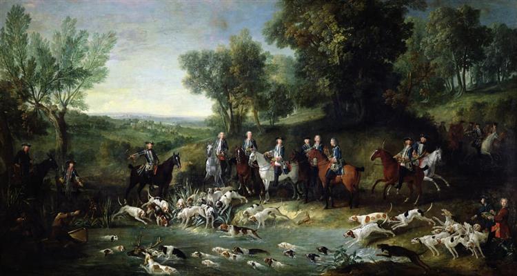 Louis XV (1710-1774) Stag Hunting in the Forest at Saint-Germain, 1730 - Jean-Baptiste Oudry