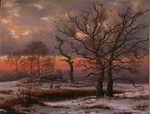 Danish Winter Landscape with Dolmen - Юхан Кристиан Даль