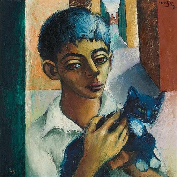 Boy with cat - Johannes Meintjes