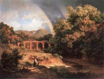 Italian Landscape with Viaduct and Rainbow - Károly Markó the Elder