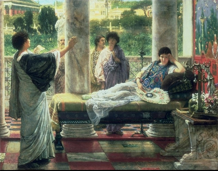 Catullus Reading his Poems at Lesbia's House - 勞倫斯·阿爾瑪-塔德瑪