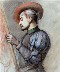 Spanish soldier wounded, study for The Battle of Cerisoles - Jean Victor Schnetz