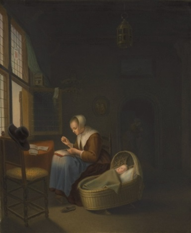 Plaque of a Dutch woman tatting lace - Jan Vermeer