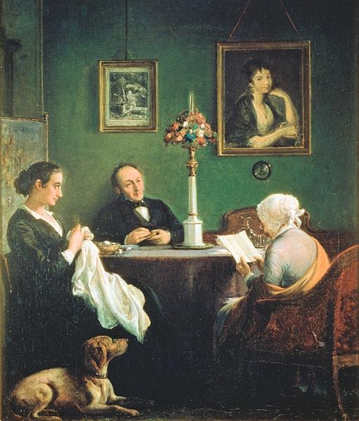 Mrs. Gyllembourg Reads from her "Everyday Stories" to J.L. Heiberg and Madam, 1870 - Вільгельм Марстранд