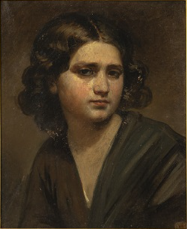Portrait of girl with brown curly hair in three quarters view - Франц Ксавер Винтерхальтер