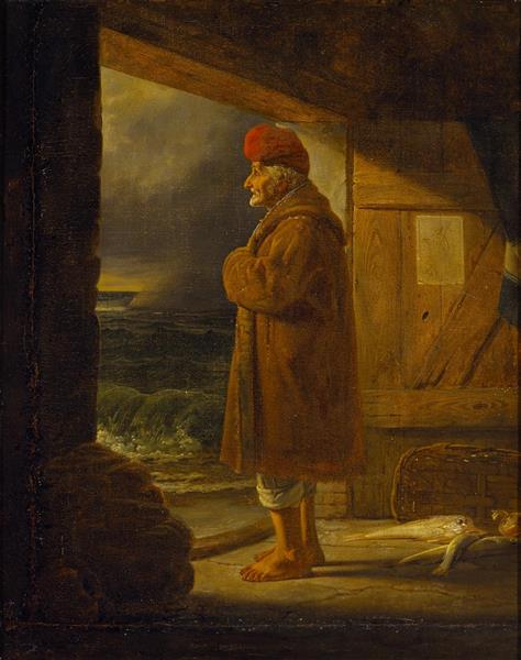 An old man watching the sea at nightfall - Ernst Meyer