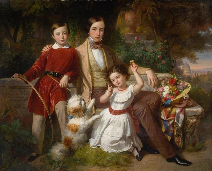 The Prince of Valmontone with Children, 1851 - 尤金·布拉斯