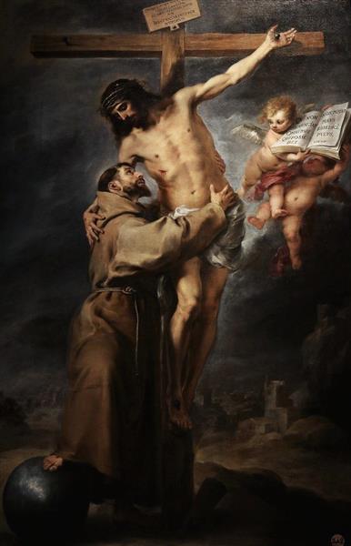 Saint Francis of Assisi embracing the crucified Christ, c.1668 - Bartolome Esteban Murillo