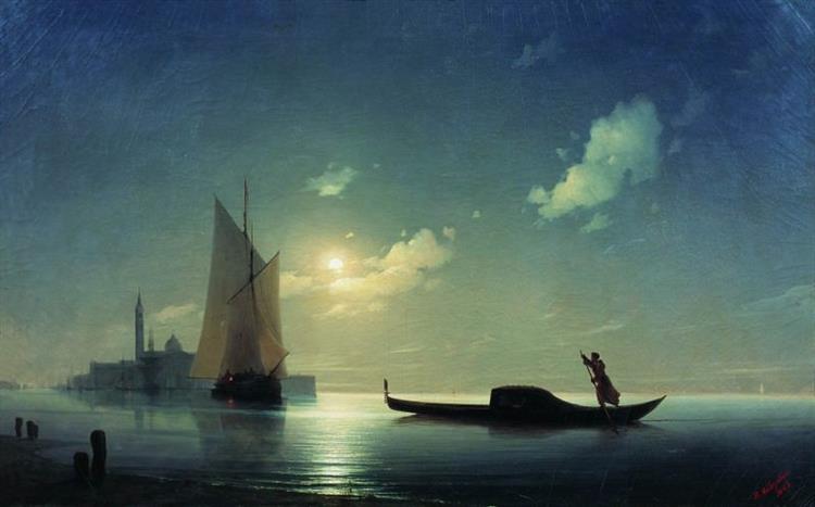 Gondolier at Sea by Night, 1843 - 伊凡·艾瓦佐夫斯基