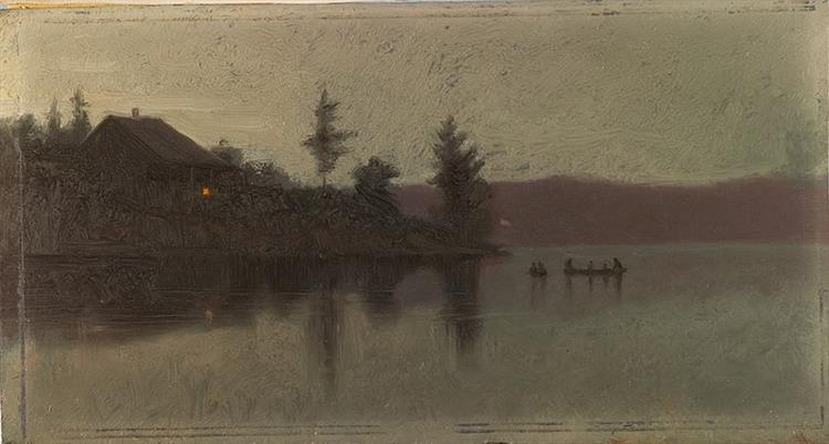 The Light of the "Smudge" and After Sunset Glow: Row Song at Chateaugay, 1874 - Abbott Handerson Thayer