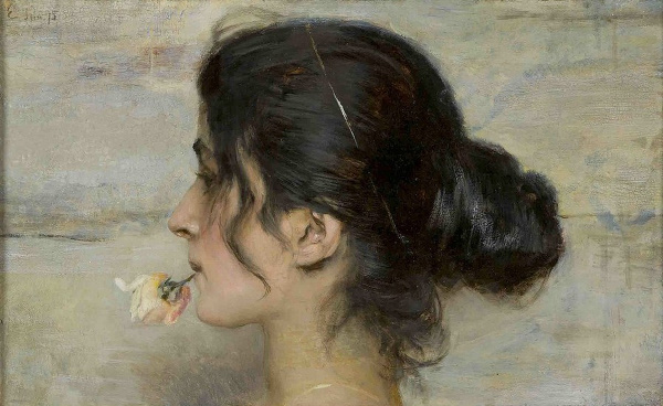With the rose between the lips, 1895 - Ettore Tito