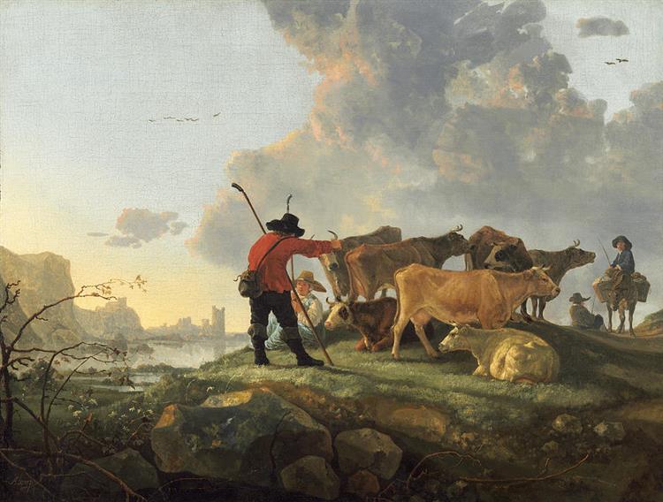 Herdsmen Tending Cattle - Aelbert Jacobsz. Cuyp