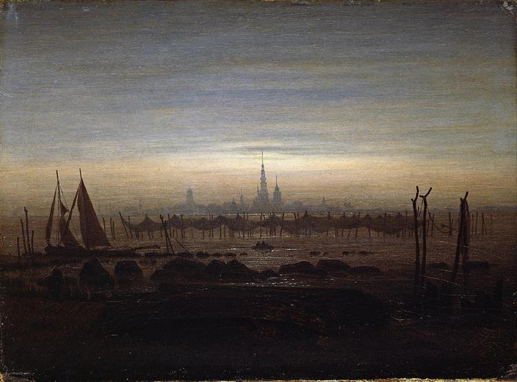 Greifswald in moonlight, 1817 - 弗里德里希