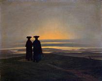 Evening Landscape with Two Men - 弗里德里希