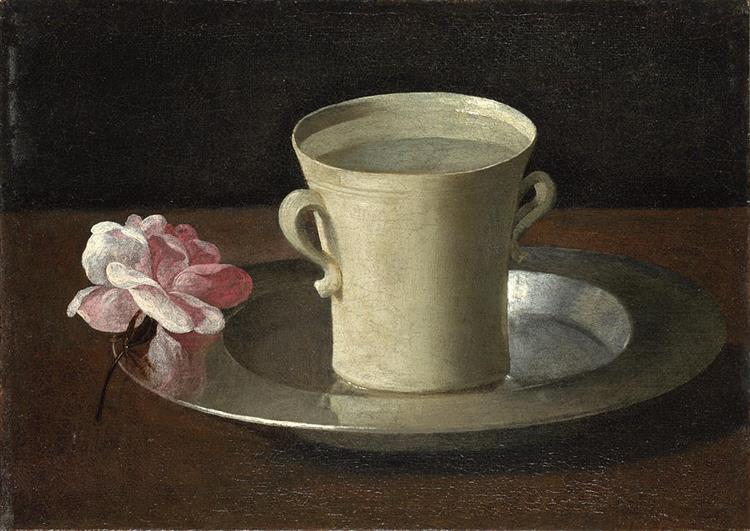 Cup of Water and a Rose on a Silver Plate, c.1630 - Francisco de Zurbaran