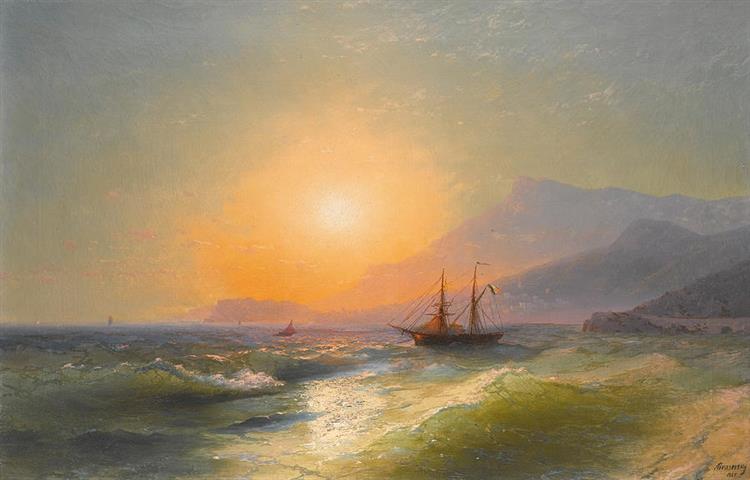 View from Cap Martin with Monaco in the Distance - Iwan Konstantinowitsch Aiwasowski