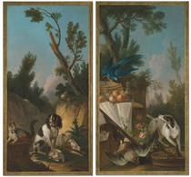 A pair of hunting trophy scenes - Jean-Baptiste Oudry