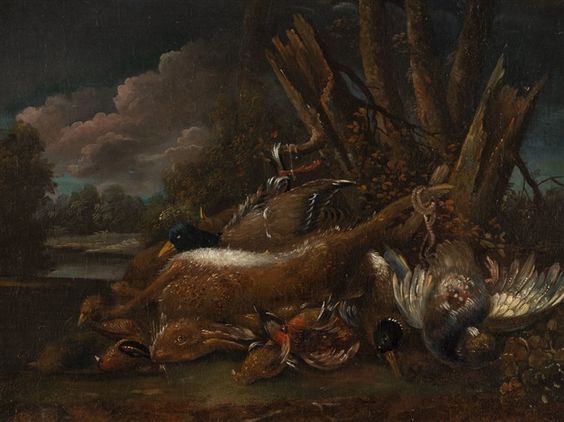 Hunting still life with hares and birds - Jean-Baptiste Oudry