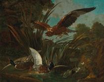 Attack of bird of prey on ducks - Jean-Baptiste Oudry