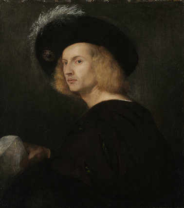 An Unknown Man in a Black Plumed Hat - Tiziano