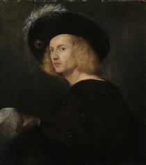 An Unknown Man in a Black Plumed Hat - Titian