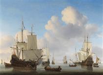 Dutch Ships in a Calm Sea - Willem van de Velde the Younger