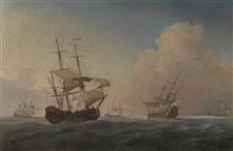 English Warships Heeling in The Breeze Offshore - Willem van de Velde the Younger