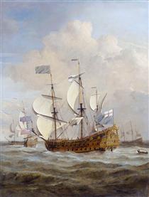 HMS St Andrew at sea in a moderate breeze - Willem van de Velde the Younger