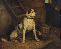 A dog in a stable - Edwin Henry Landseer