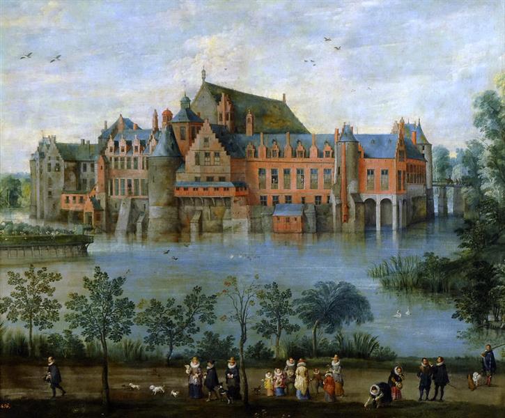 The Archduke Albert and Archduchess Isabel Clara Eugenia in the Palace of Tervuren Brussels - Jan Brueghel, o Velho