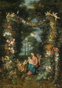 The Virgin and Child with the Infant St John the Baptist - Jan Brueghel le Jeune