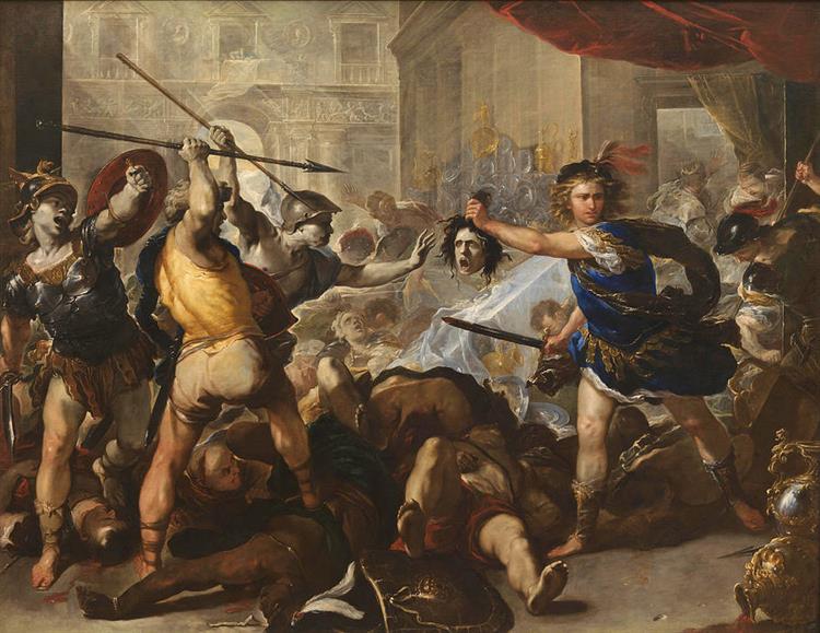 Perseus Turning Phineas and His Followers to Stone - Luca Giordano